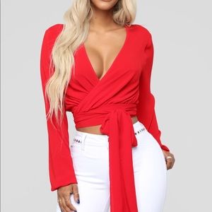 Red Wrap Top